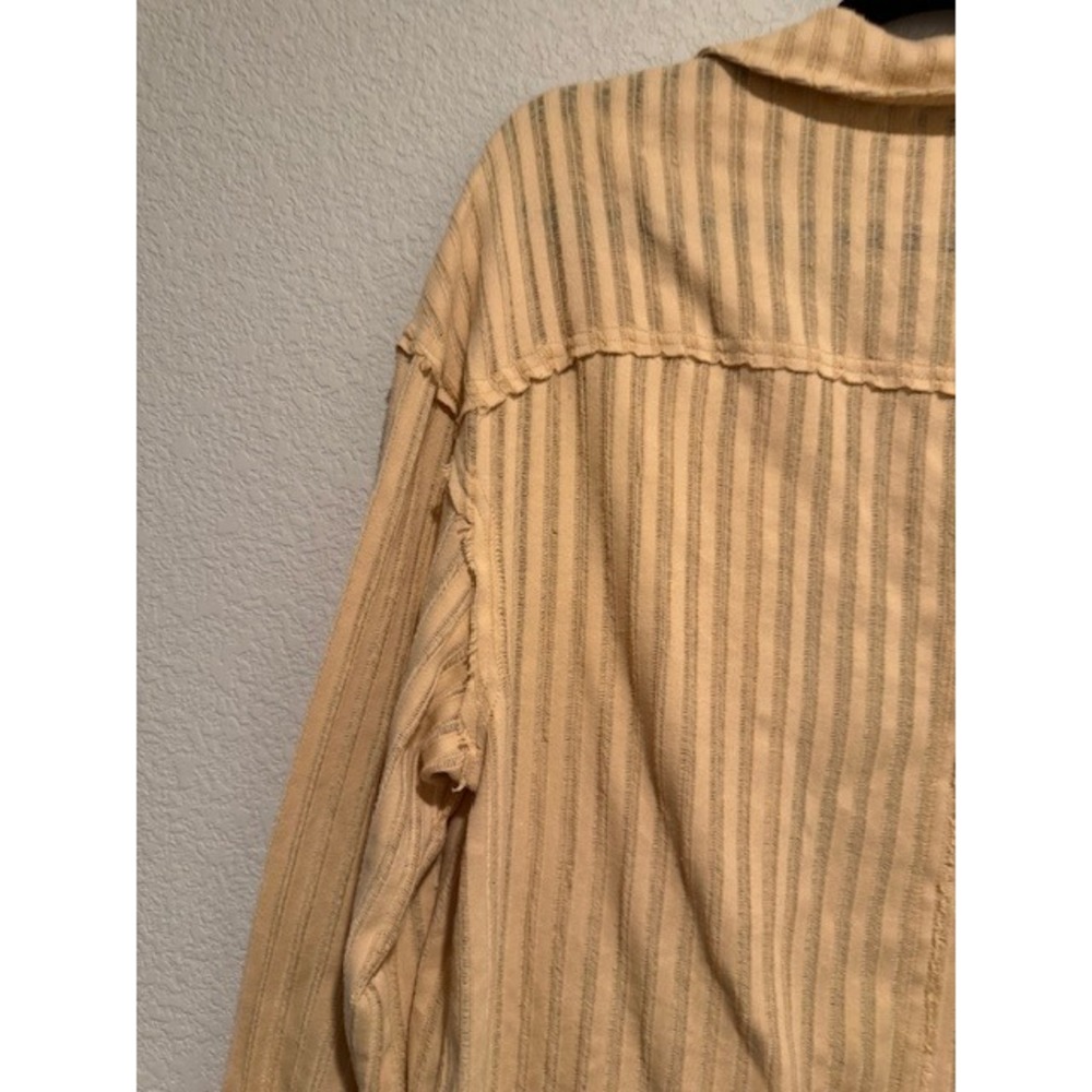 Free People Beach free-est Pacific Striped Shirt Jacket Oversized mustard seed L - Picture 3 of 7